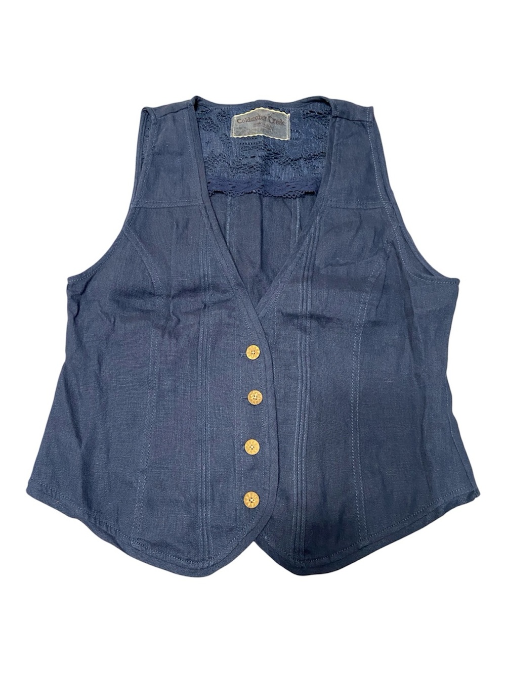 Coldwater Creek Blue Button-Front Women's Vest